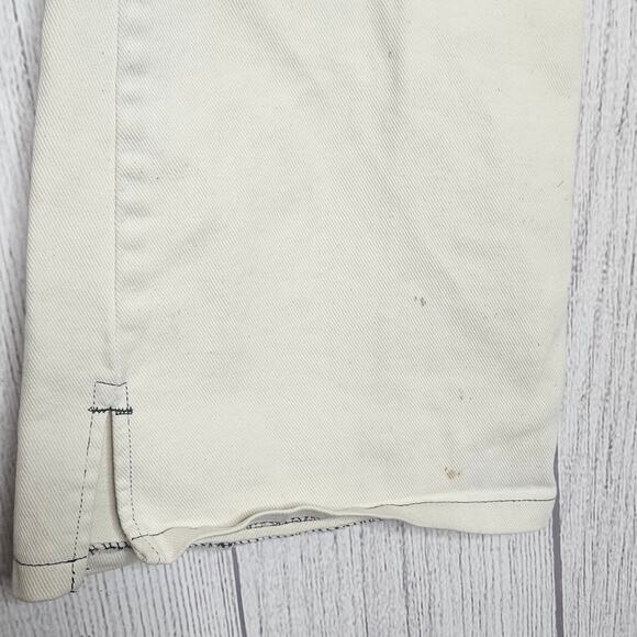 VTG 60s 70s White Sailor Flare Pants Snap Front High Waist Denim, 28x30 - Picture 3 of 8